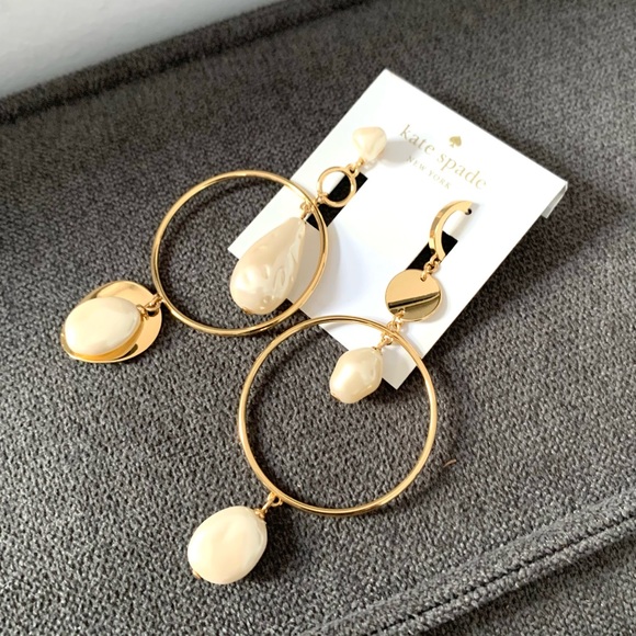 kate spade Jewelry - NEW Kate Spade gold pearl chandelier earrings